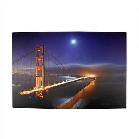 BACK2BASICS 23.5 in. Battery Operated 8 LED Golden Gate Bridge Canvas Wall Hanging BA72780